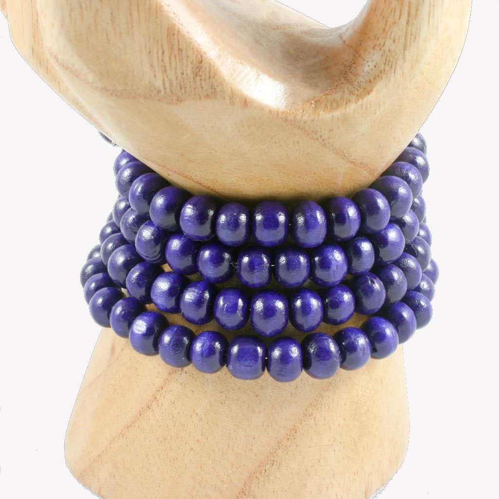 Purple spiral wrap-around wooden bead bracelet | Bracelet - The Naughty Shrew