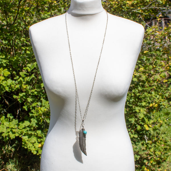 Turquoise sales feather pendant