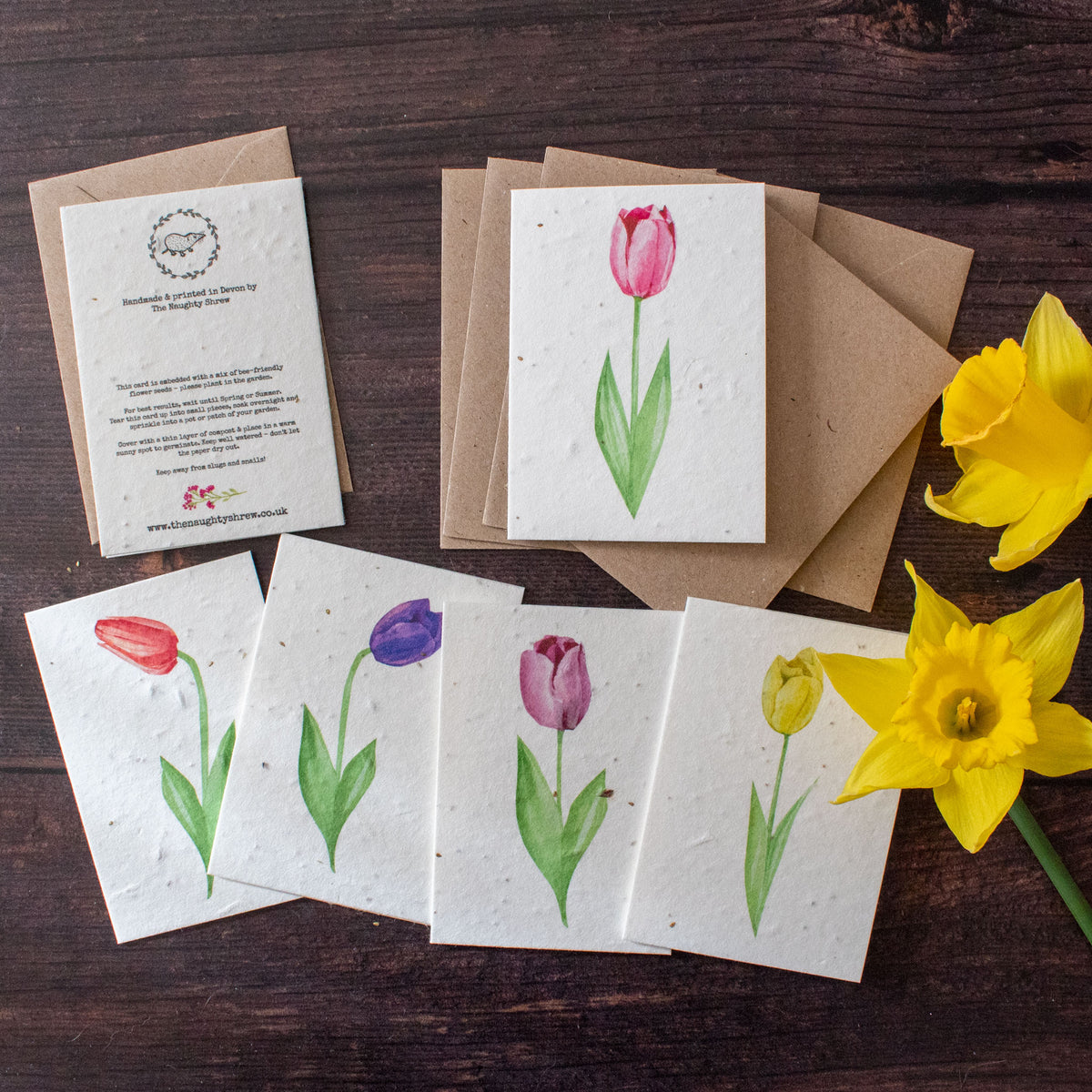 Mini Plantable Notelets - Tulips - Set of 6 | Notelet Set - The Naughty Shrew