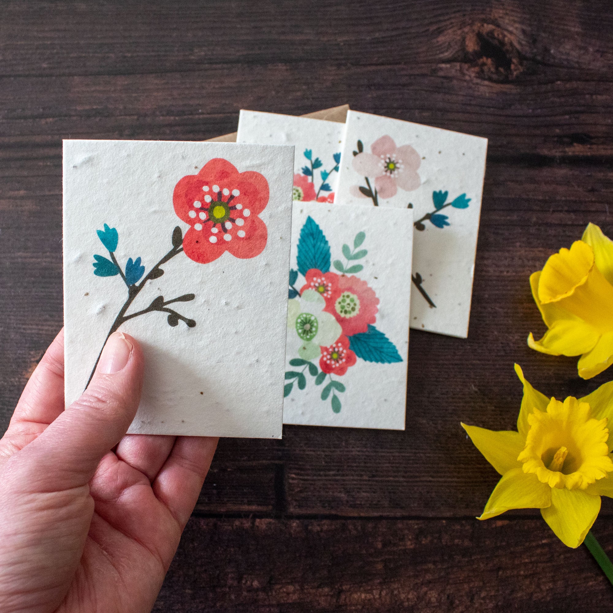 Mini Plantable Notelets - Birds & Flowers - Set of 6 | Notelet Set - The Naughty Shrew
