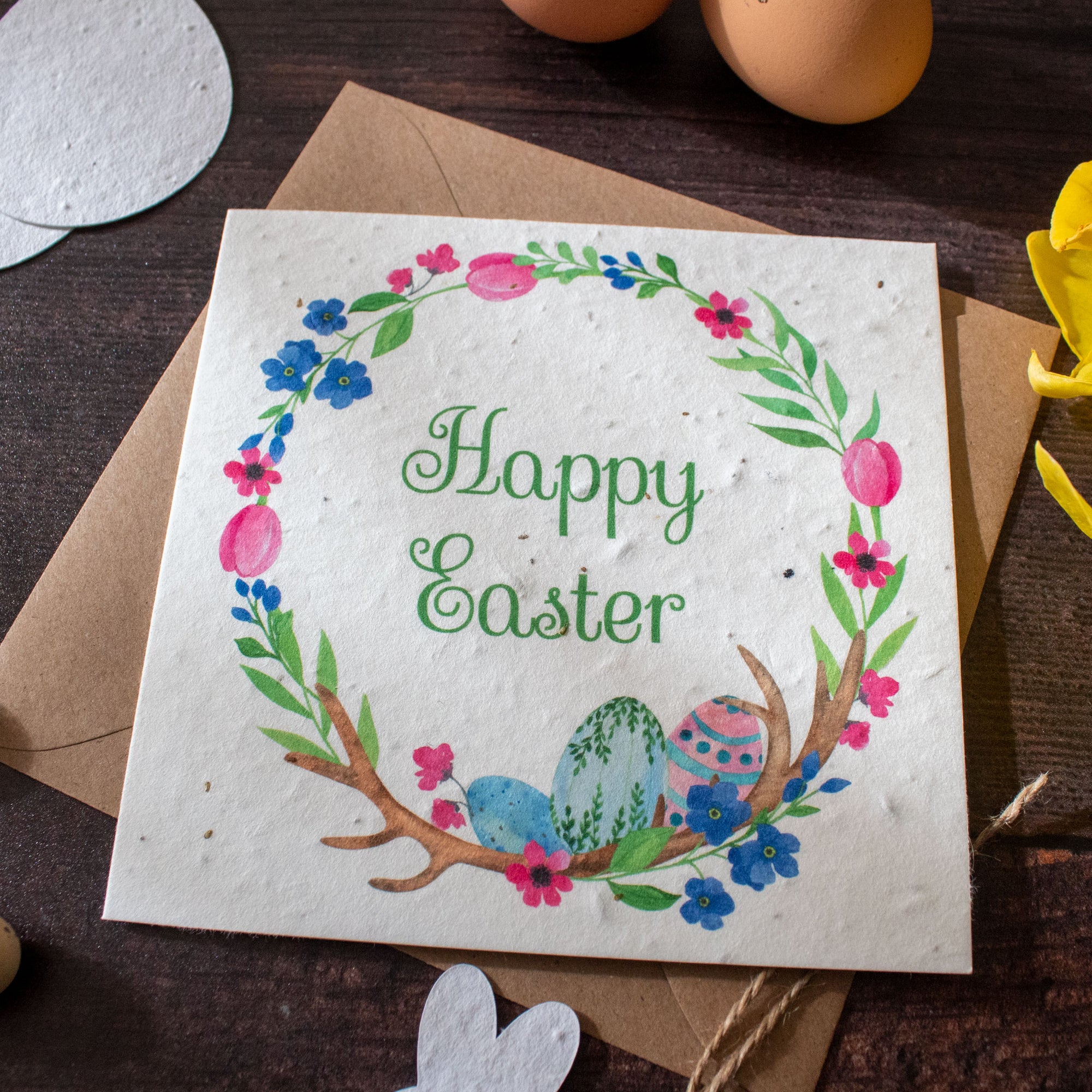 Plantable Easter Card - 'Happy Easter' Wreath | Greetings Card - The Naughty Shrew