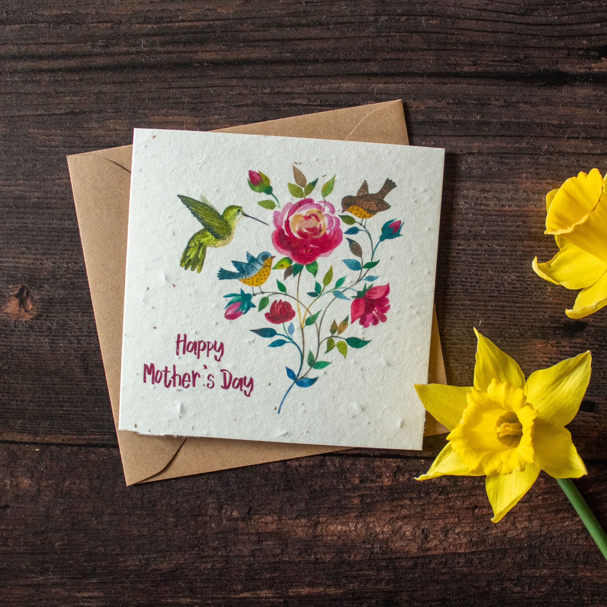 Plantable Mother's Day Card - Birds & Roses | Greetings Card - The Naughty Shrew