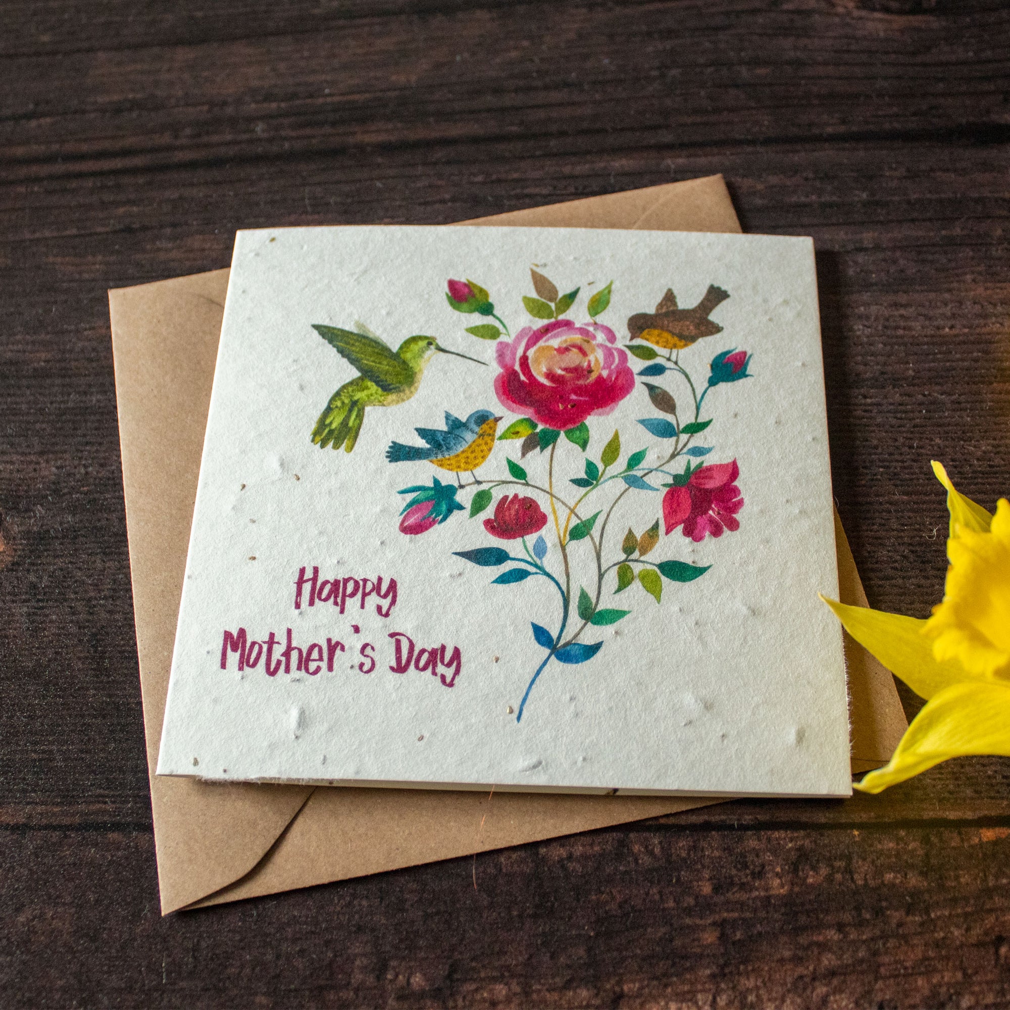 Plantable Mother's Day Card - Birds & Roses | Greetings Card - The Naughty Shrew