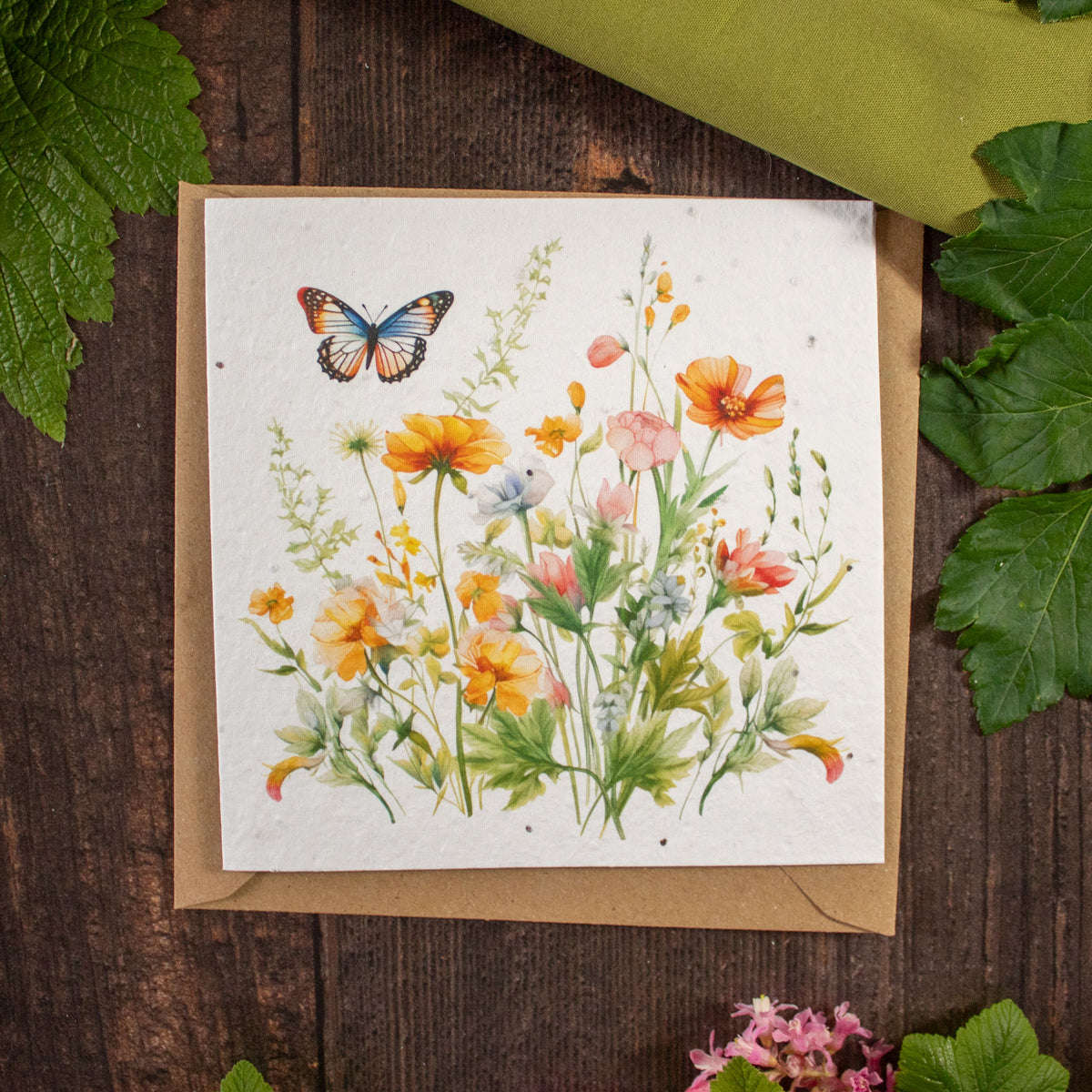 Plantable Greetings Card - Butterfly &amp; Flowers
