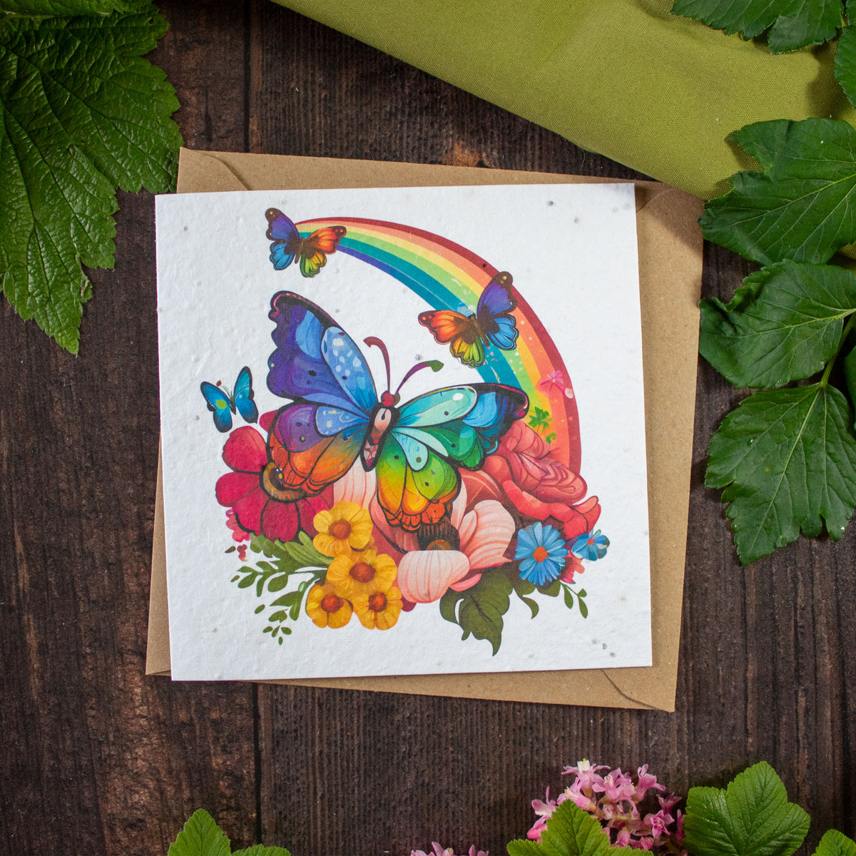 Plantable Greetings Card - Butterflies &amp; Rainbow