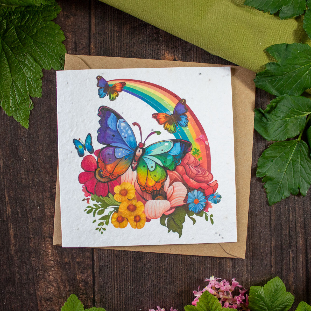 Plantable Greetings Card - Butterflies &amp; Rainbow