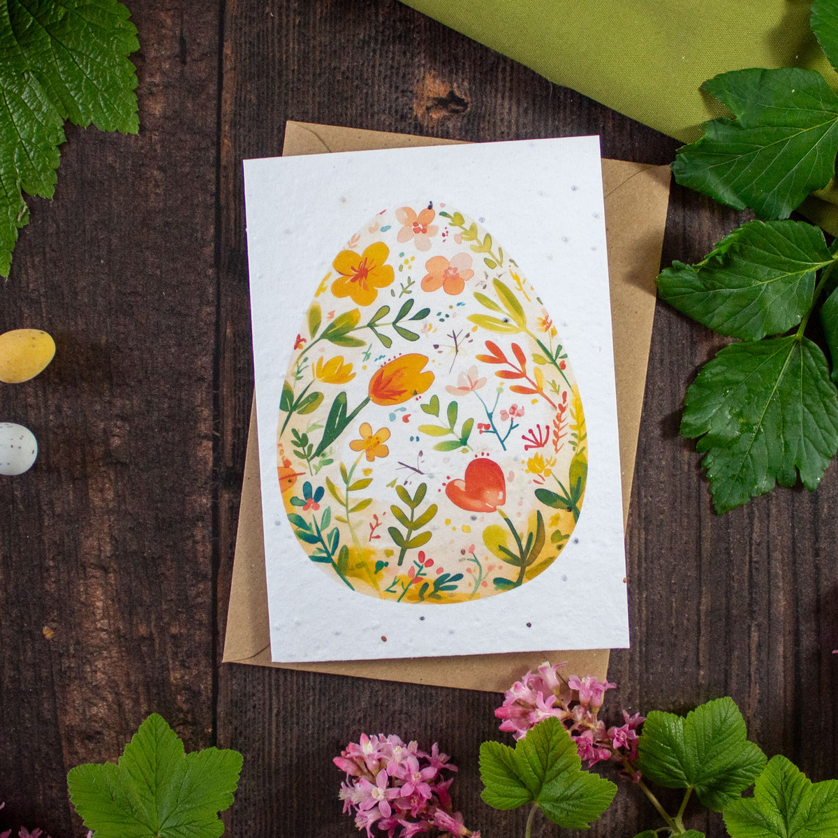 Plantable Easter Card - Green &amp; Yellow Egg