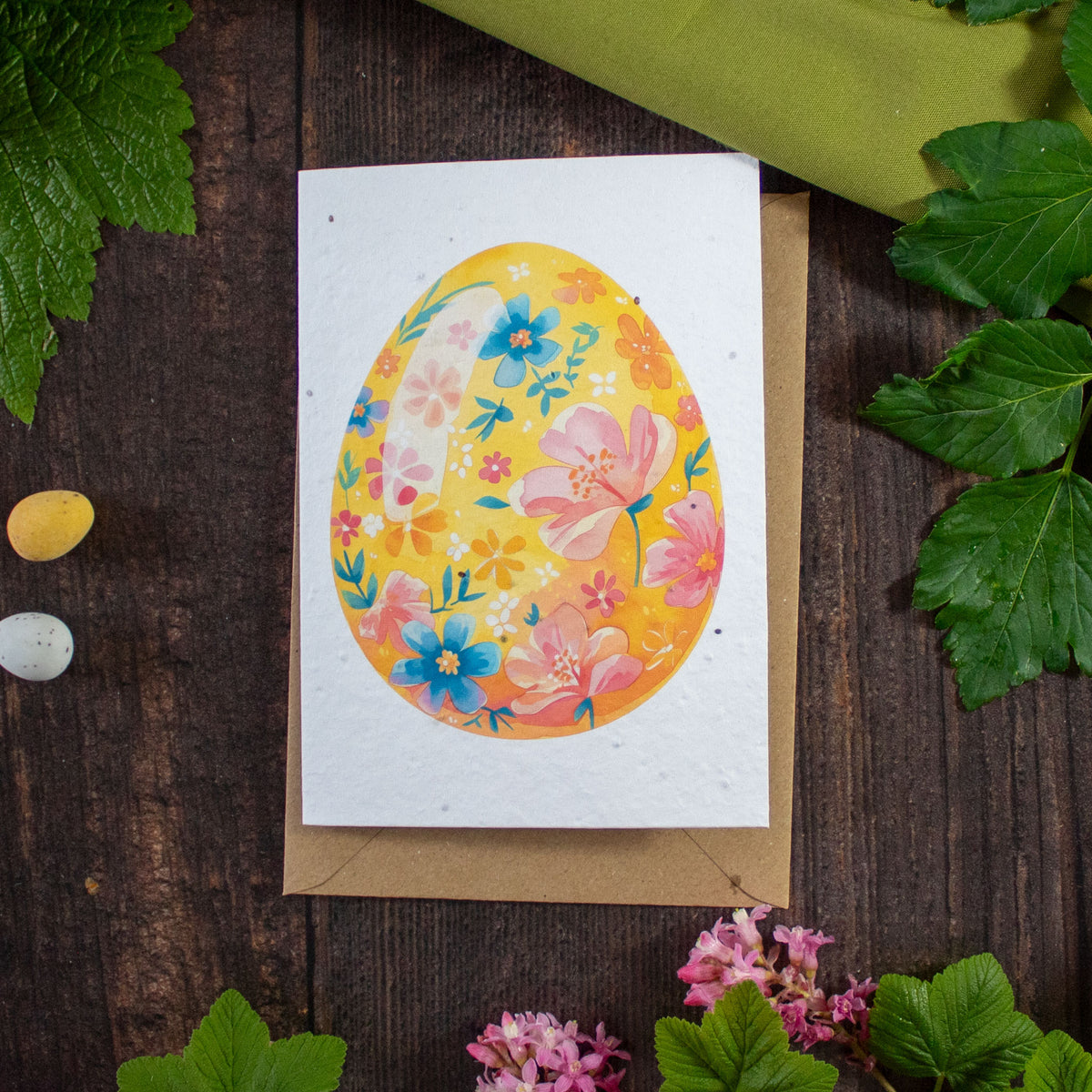 Plantable Easter Card - Pink &amp; Yellow Egg