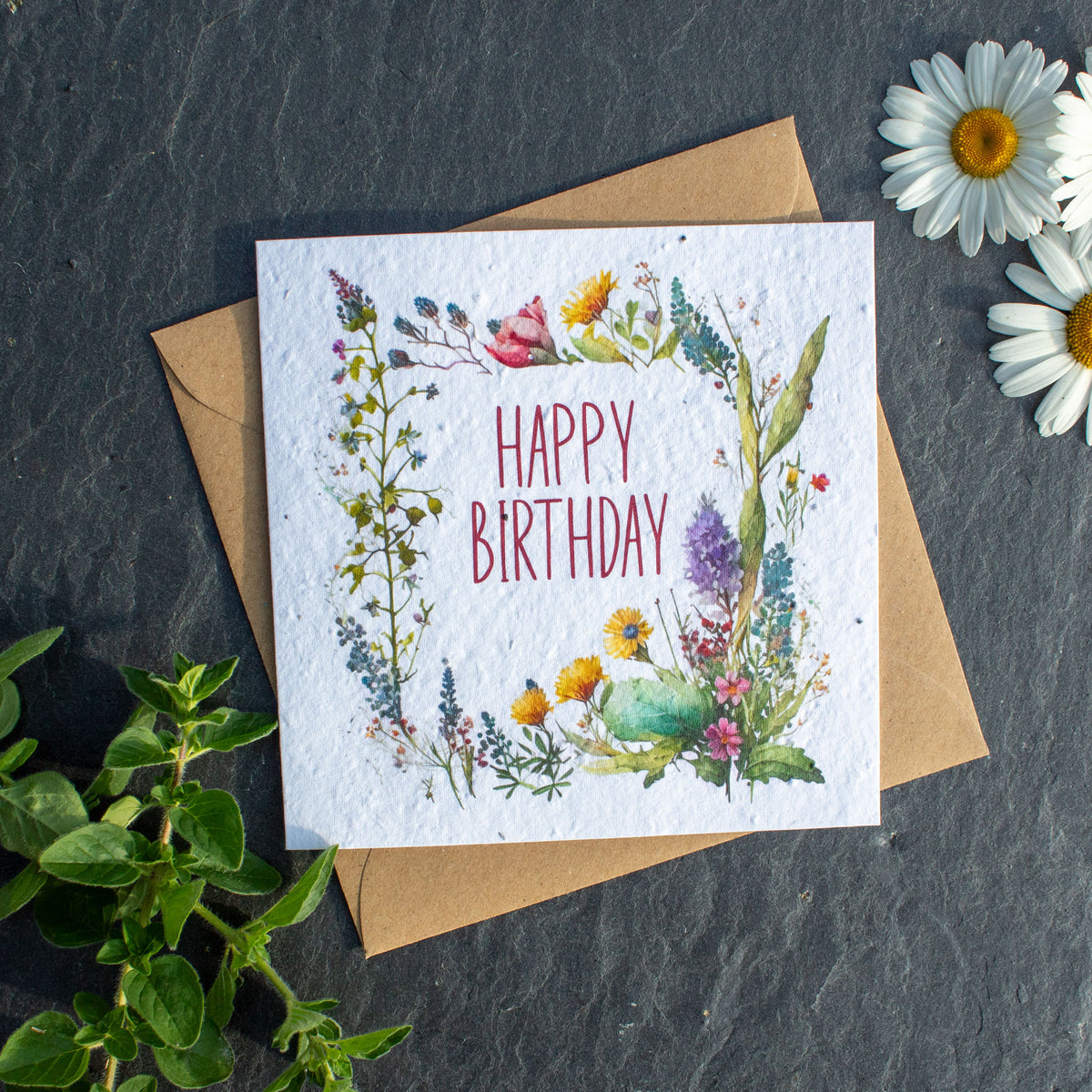 Plantable Birthday Day Card - Flower Wreath