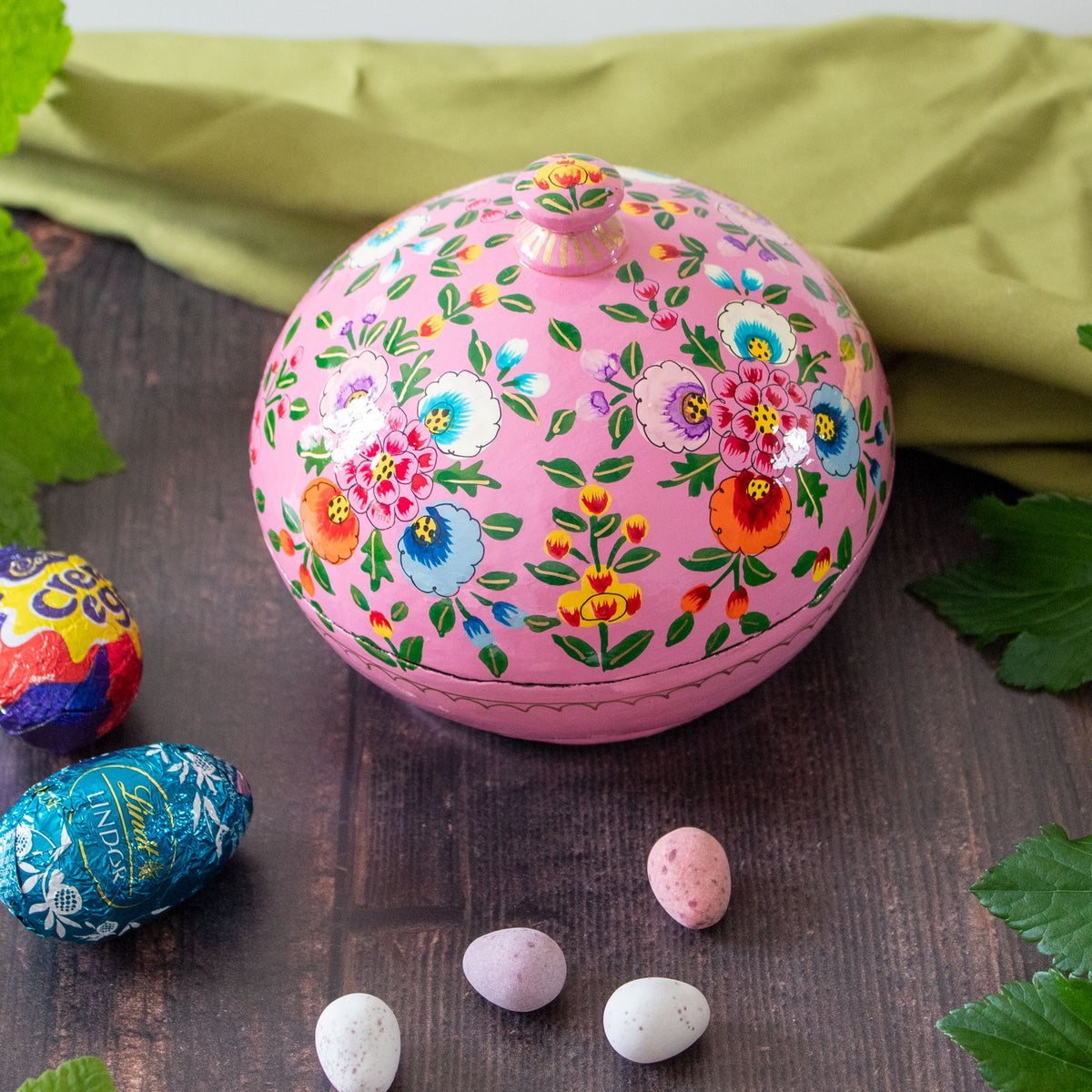 Painted Trinket Box - Pink Flowers