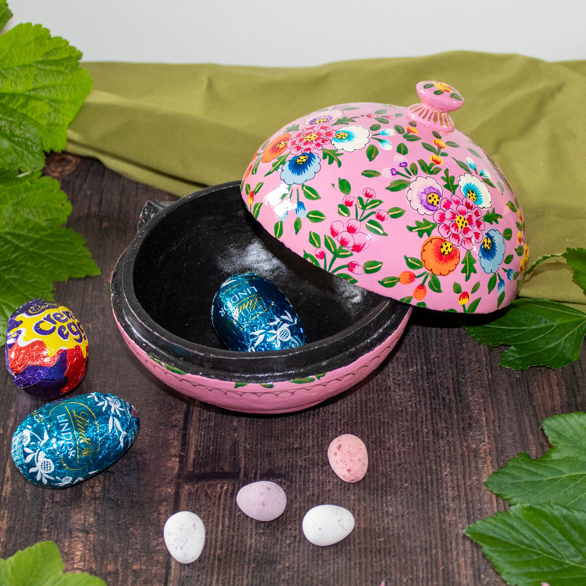 Painted Trinket Box - Pink Flowers