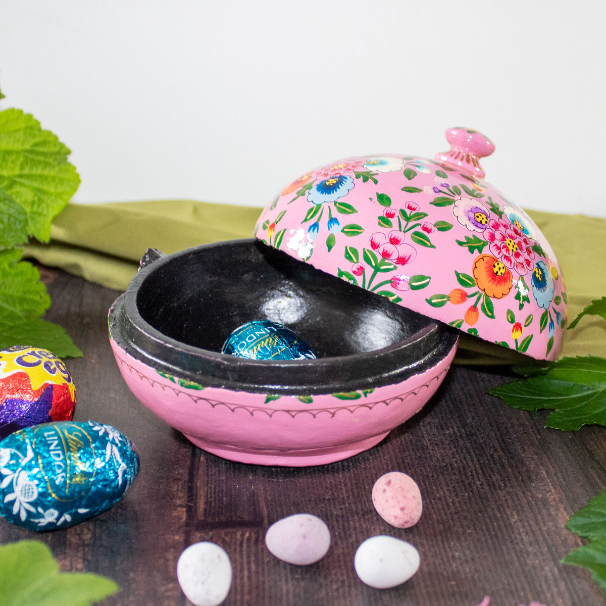 Painted Trinket Box - Pink Flowers