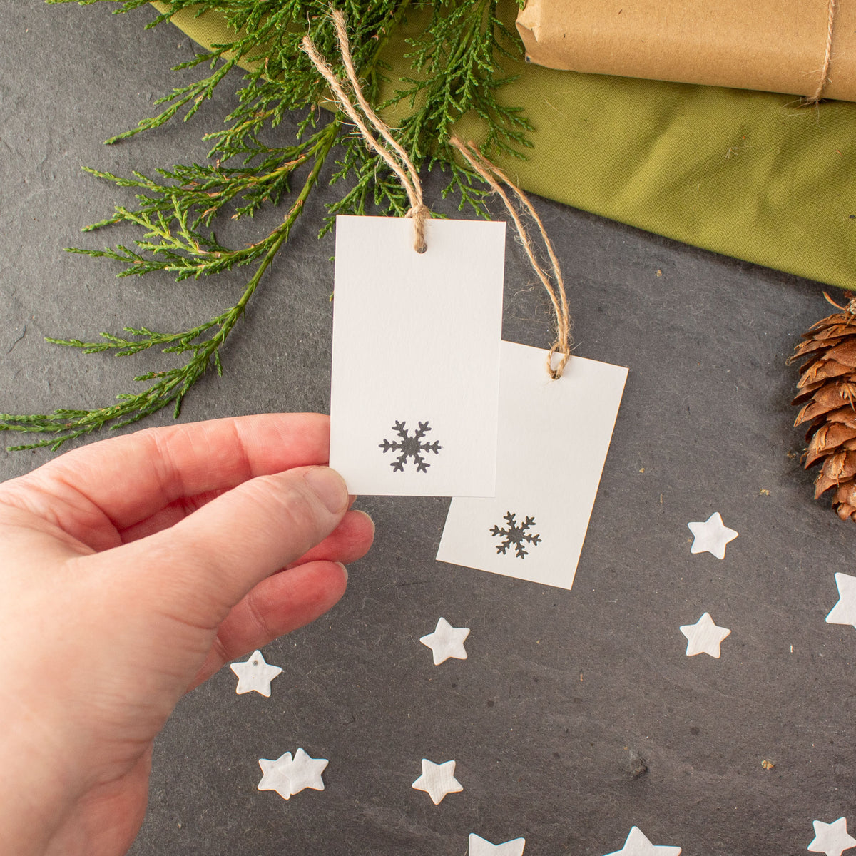 Handmade Snowflake Christmas Gift Tags - Set of 12