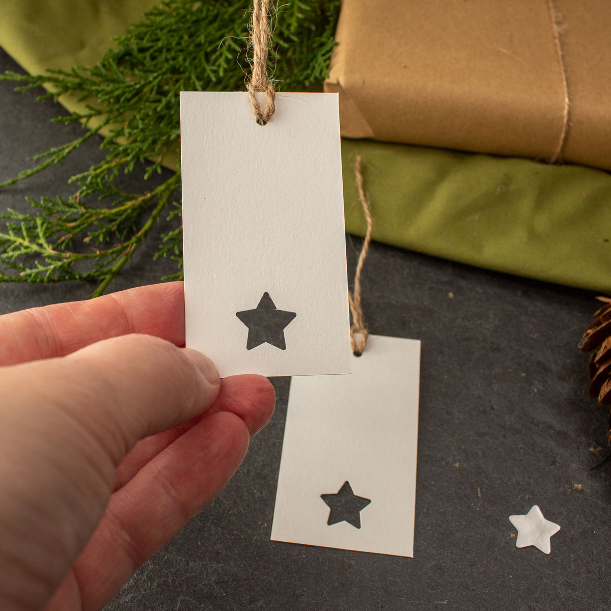 Handmade Star Christmas Gift Tags - Set of 12