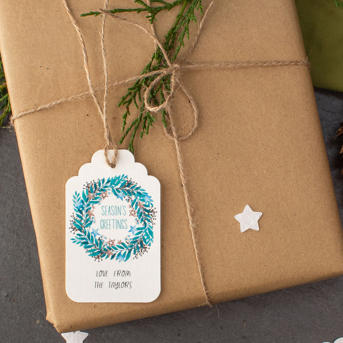 Personalisable Christmas Gift Tags - Winter Christmas Wreath, Set Of 9