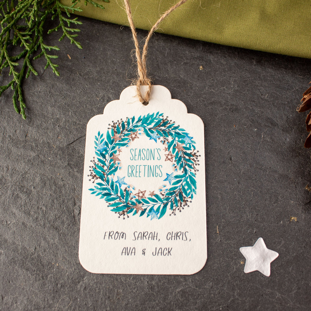 Personalisable Christmas Gift Tags - Winter Christmas Wreath, Set Of 9