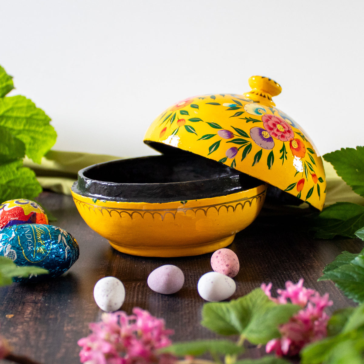 Painted Trinket Box - Yellow Flowers