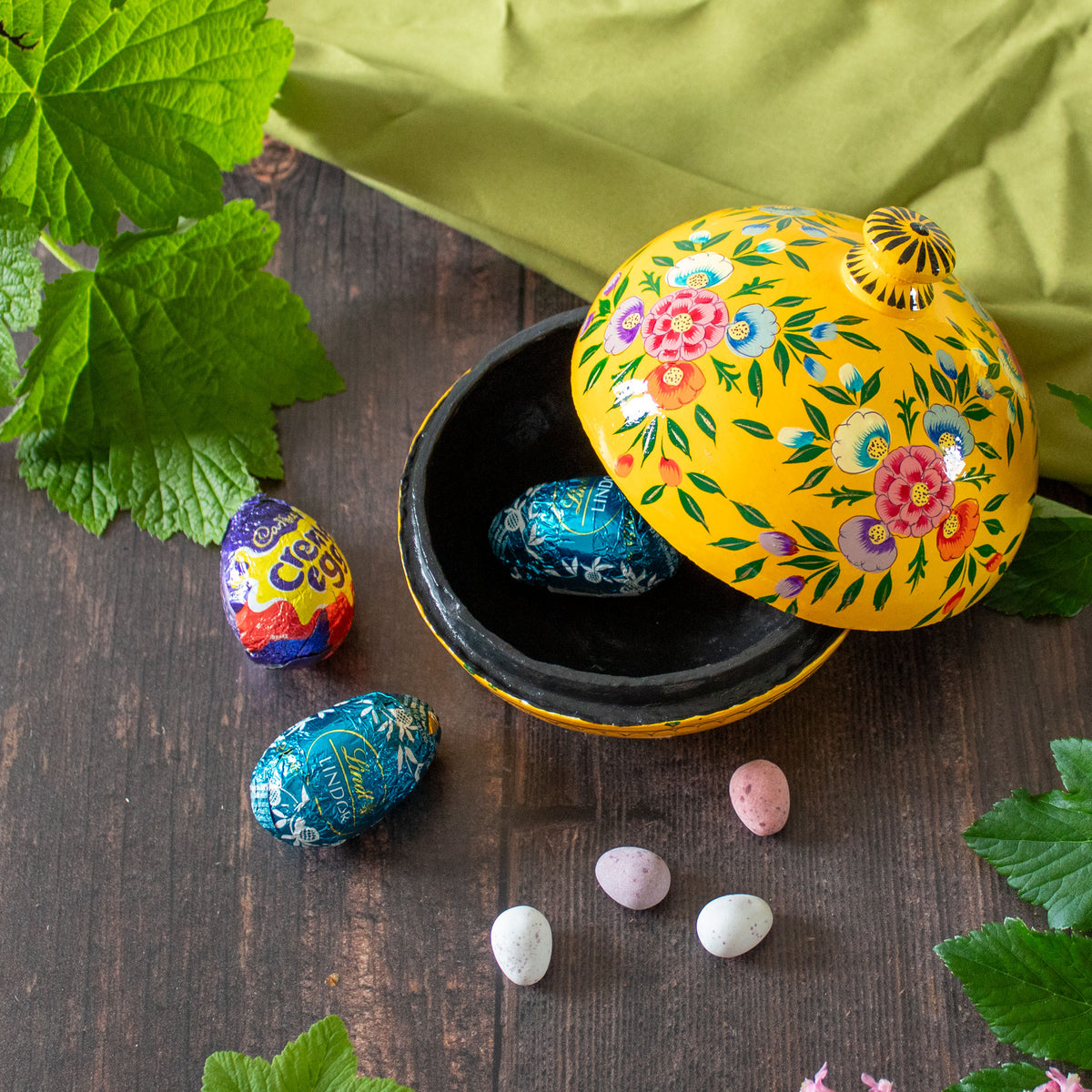 Painted Trinket Box - Yellow Flowers