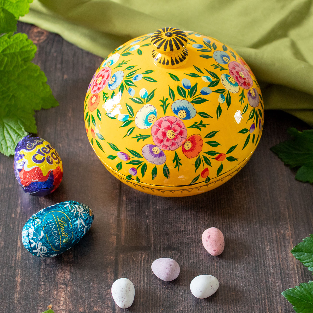 Painted Trinket Box - Yellow Flowers