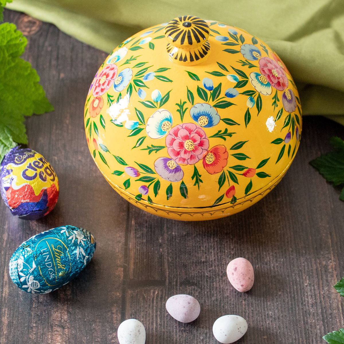 Painted Trinket Box - Yellow Flowers