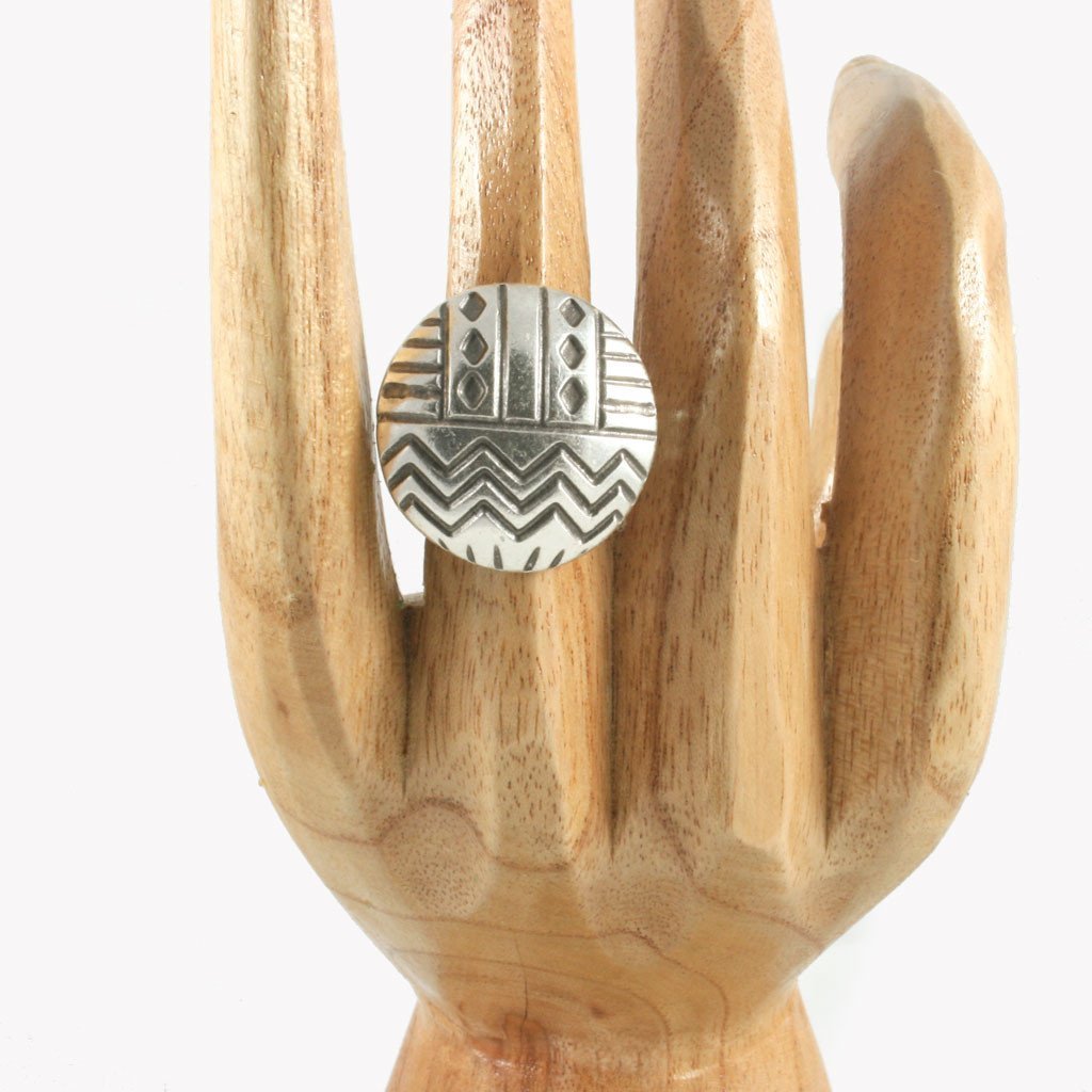Aztec geometric silver-plated ring | Ring - The Naughty Shrew