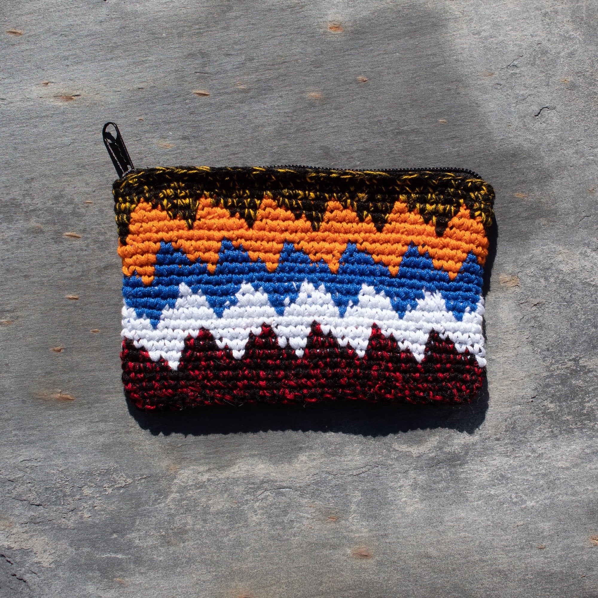 Rectangular Crochet Coin Purse - Orange & White | Purse - The Naughty Shrew