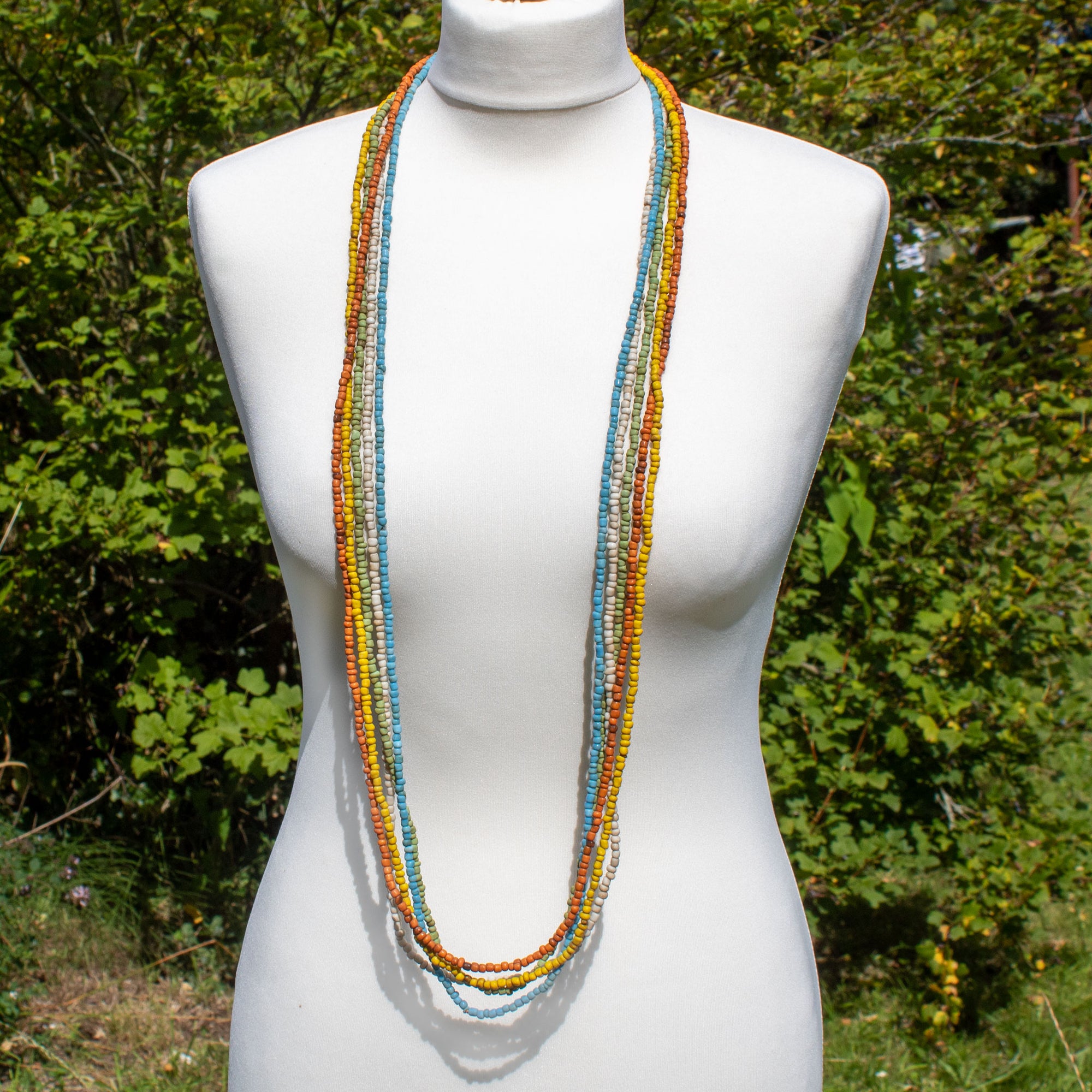 Long Coloured Glass Bead Multi-strand Necklace | Necklace - The Naughty Shrew