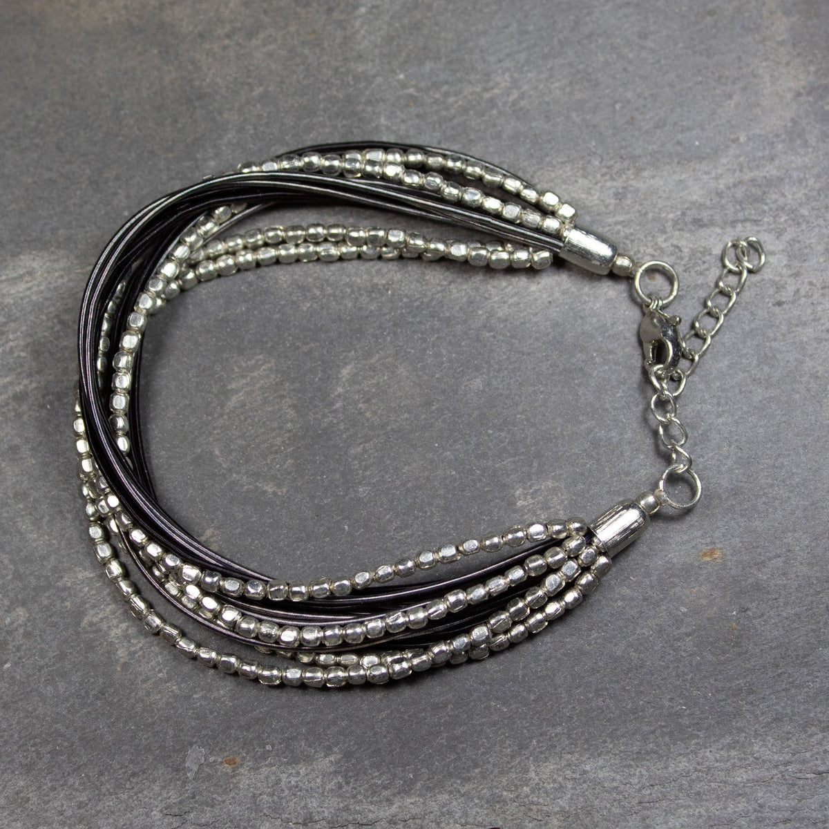 Multi Strand Black Wire &amp; Metal Bracelet | Bracelet - The Naughty Shrew