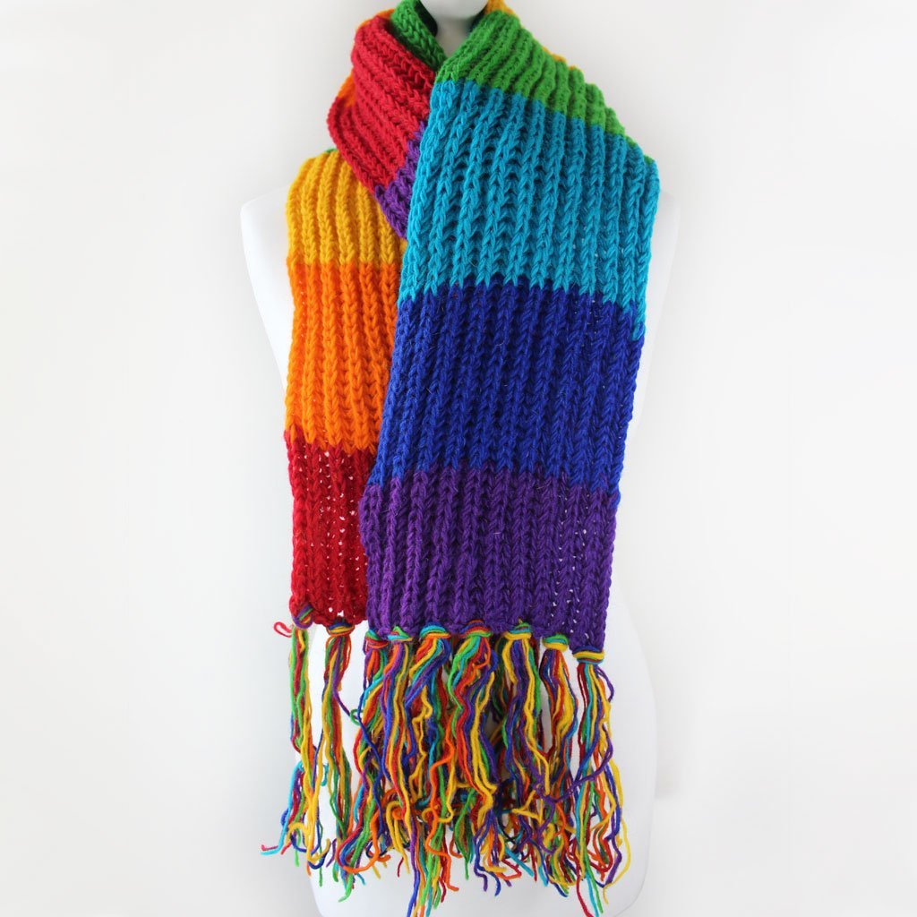 Rainbow Knitted Wool Scarf | Scarf - The Naughty Shrew