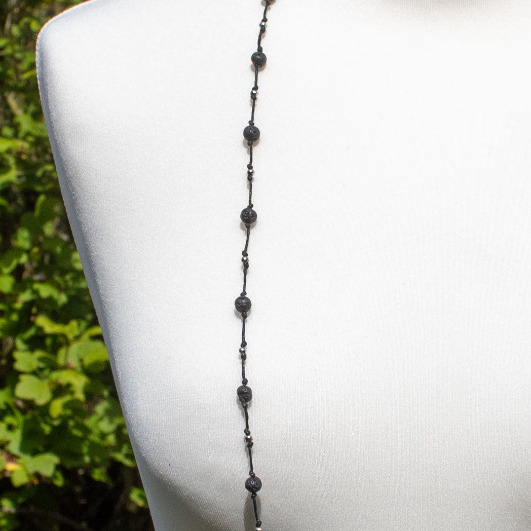 Long Lava Stone Bead Necklace | Necklace - The Naughty Shrew