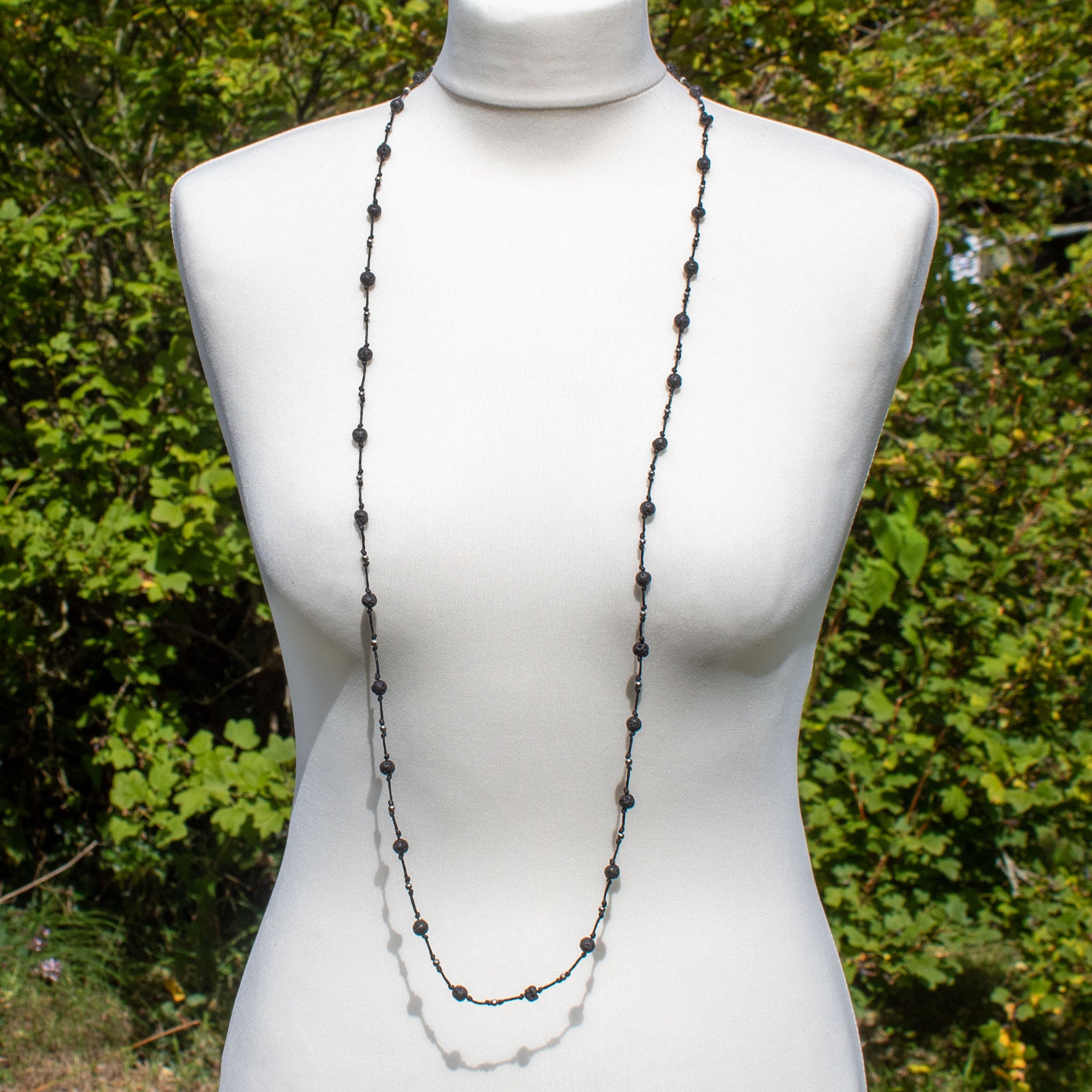 Long Lava Stone Bead Necklace | Necklace - The Naughty Shrew
