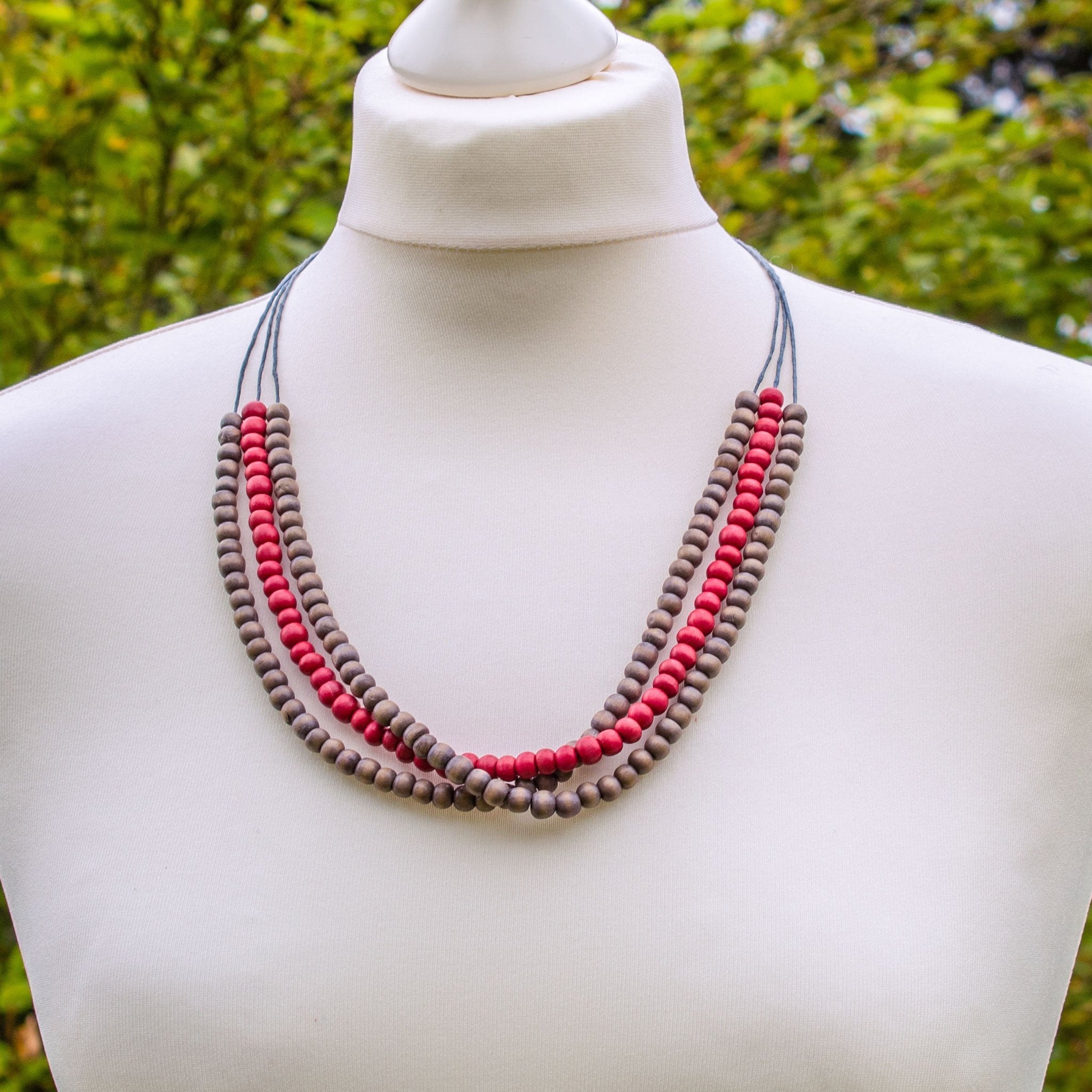 Add some flair with a DIY painted wood bead necklace