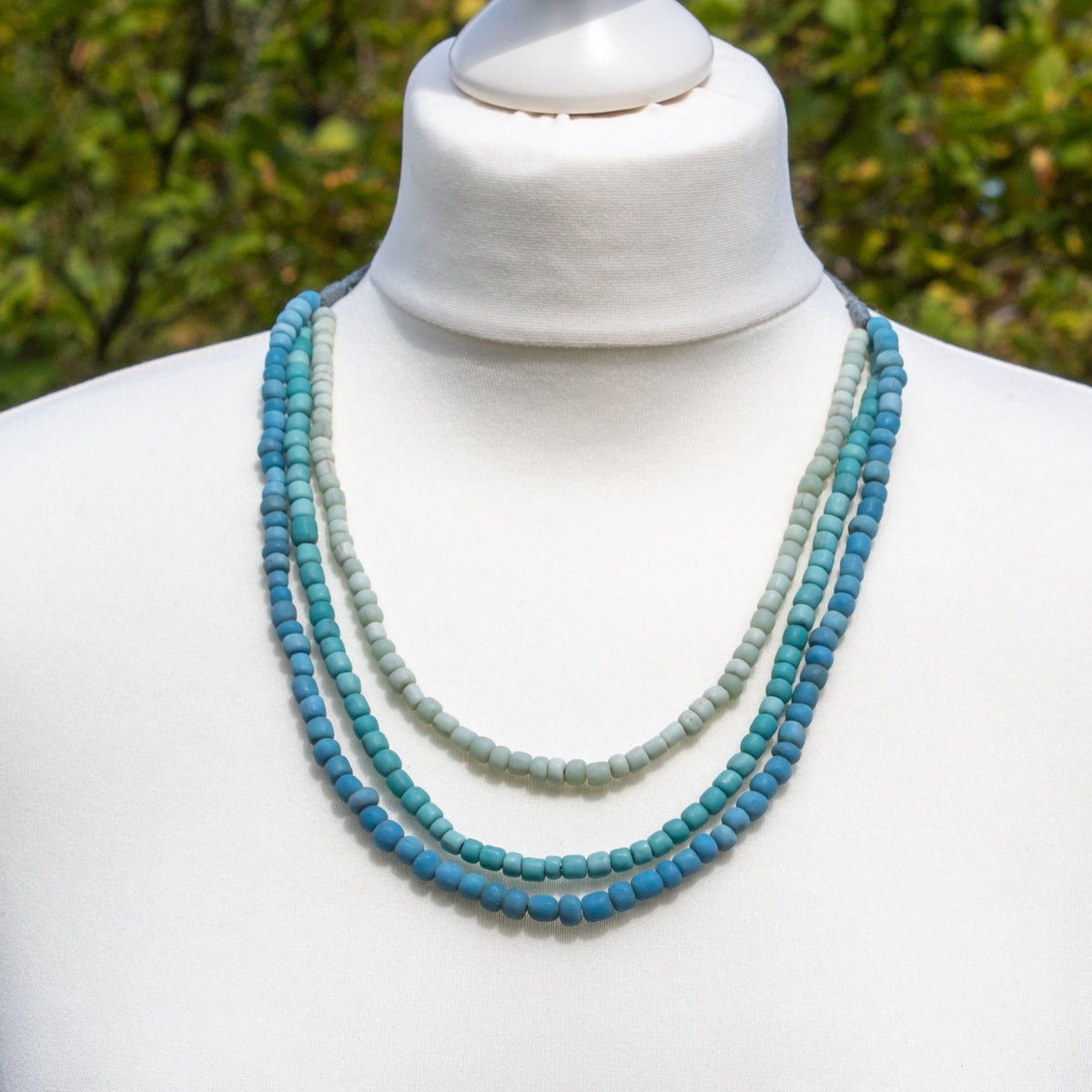 Pale Blue &amp; Turquoise Glass Bead Necklace | Necklace - The Naughty Shrew