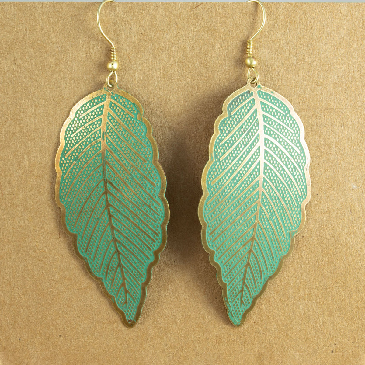 Gold &amp; Turquoise Leaf Earrings | Earrings - The Naughty Shrew