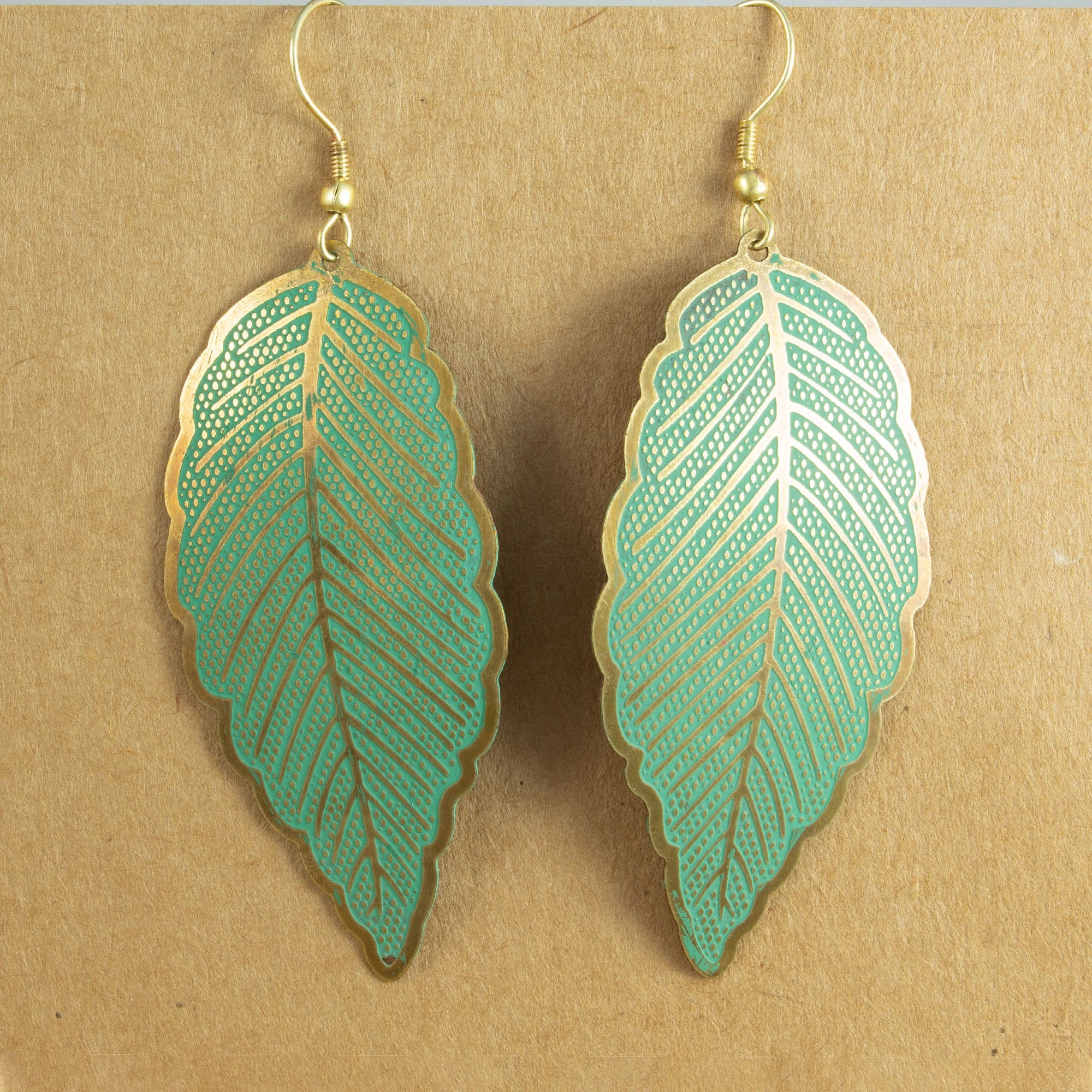 Gold & Turquoise Leaf Earrings | Earrings - The Naughty Shrew