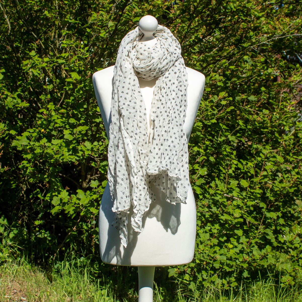 Grey &amp; White Spotty Scarf | Scarf - The Naughty Shrew