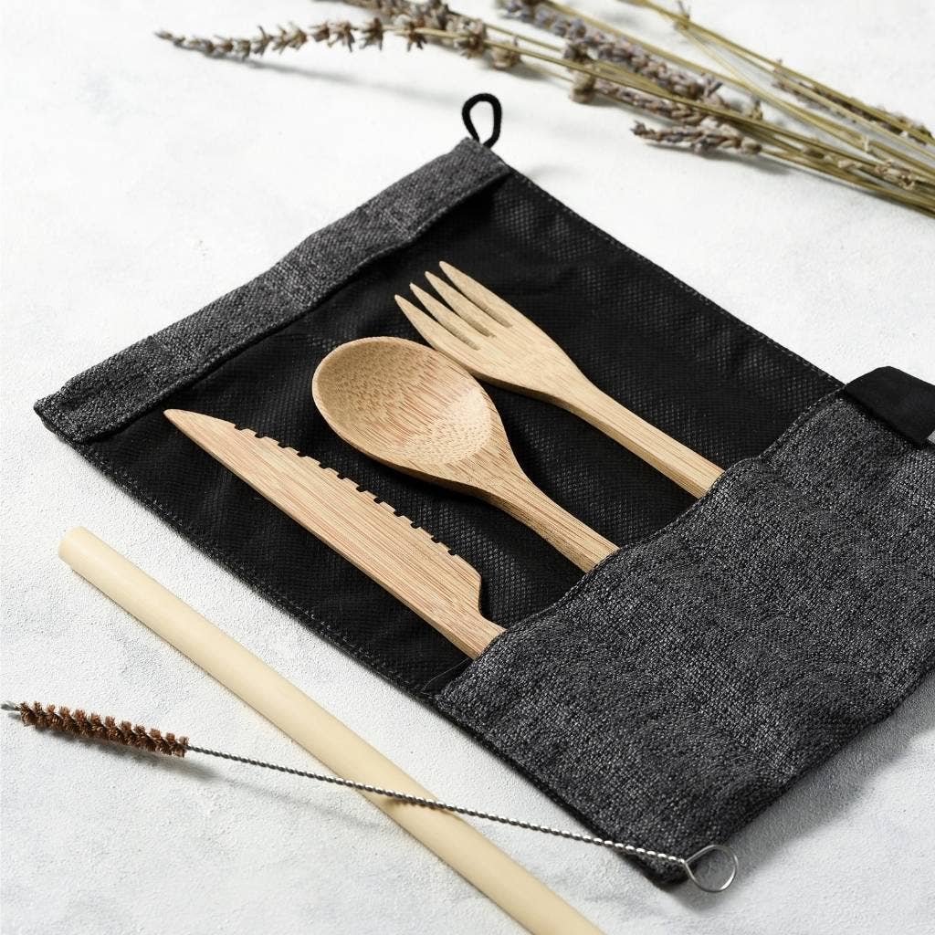 Bamboo Cutlery Set in Dark Grey | Cutlery Set - The Naughty Shrew
