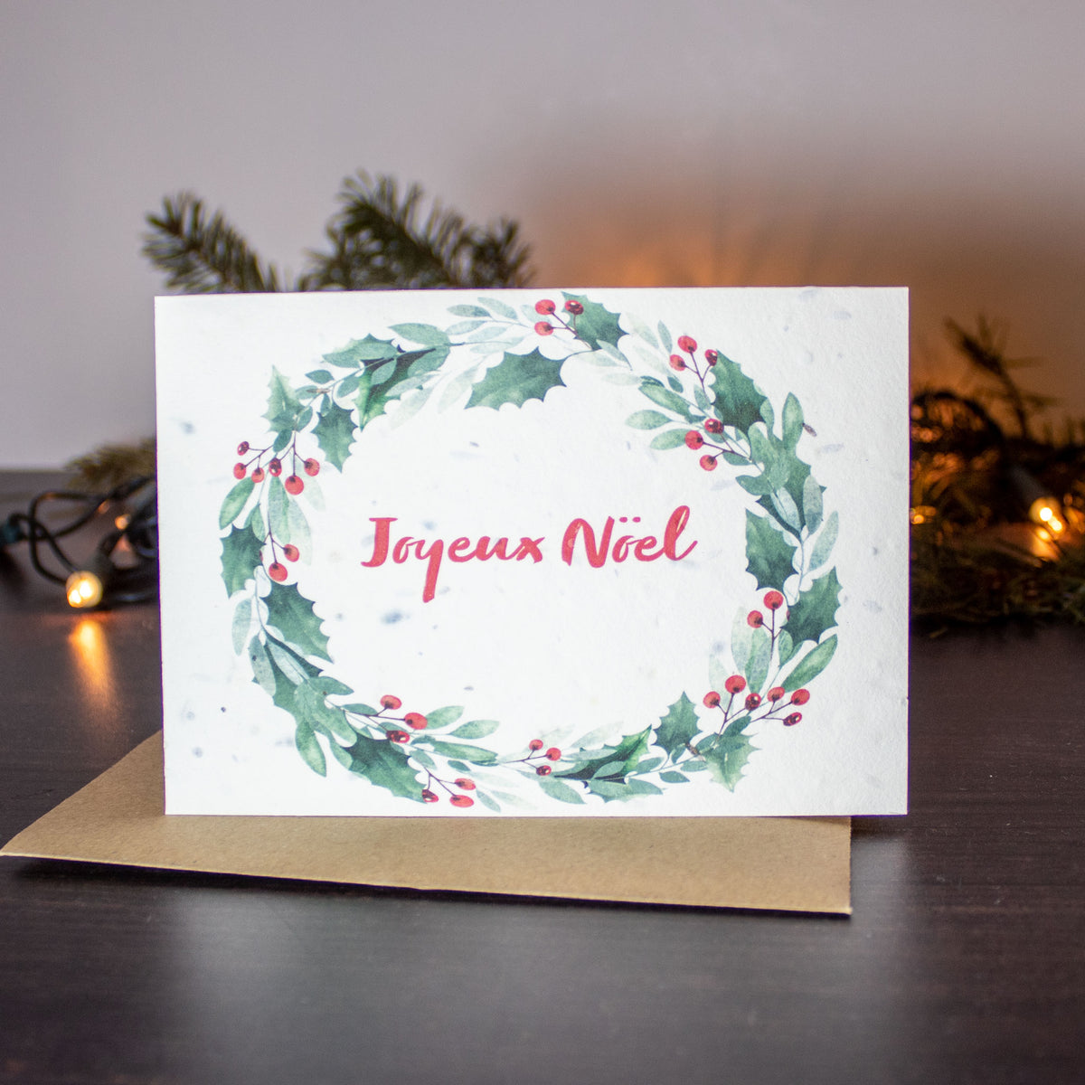 Joyeux Noël Wreath - Plantable Wildflower Christmas Card | Greetings Card - The Naughty Shrew