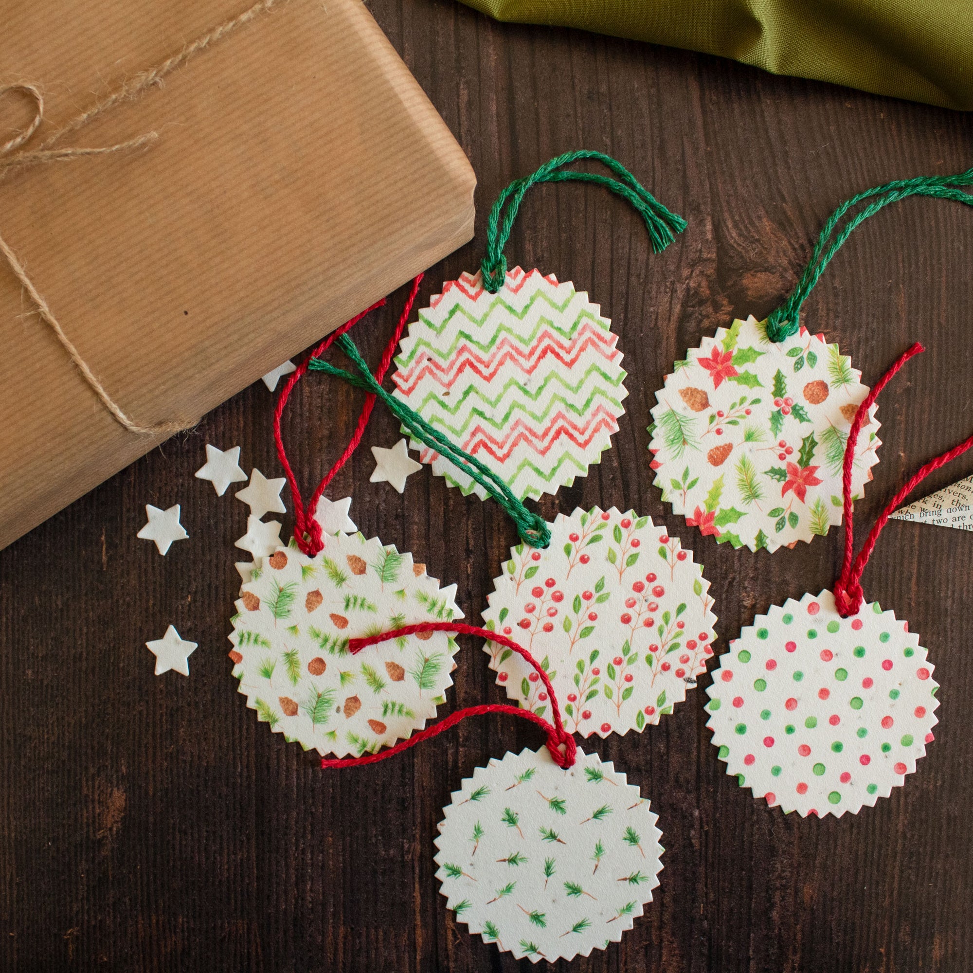 Plantable Gift Tags - Christmas Colours - Set Of 6 | Gift Tag - The Naughty Shrew