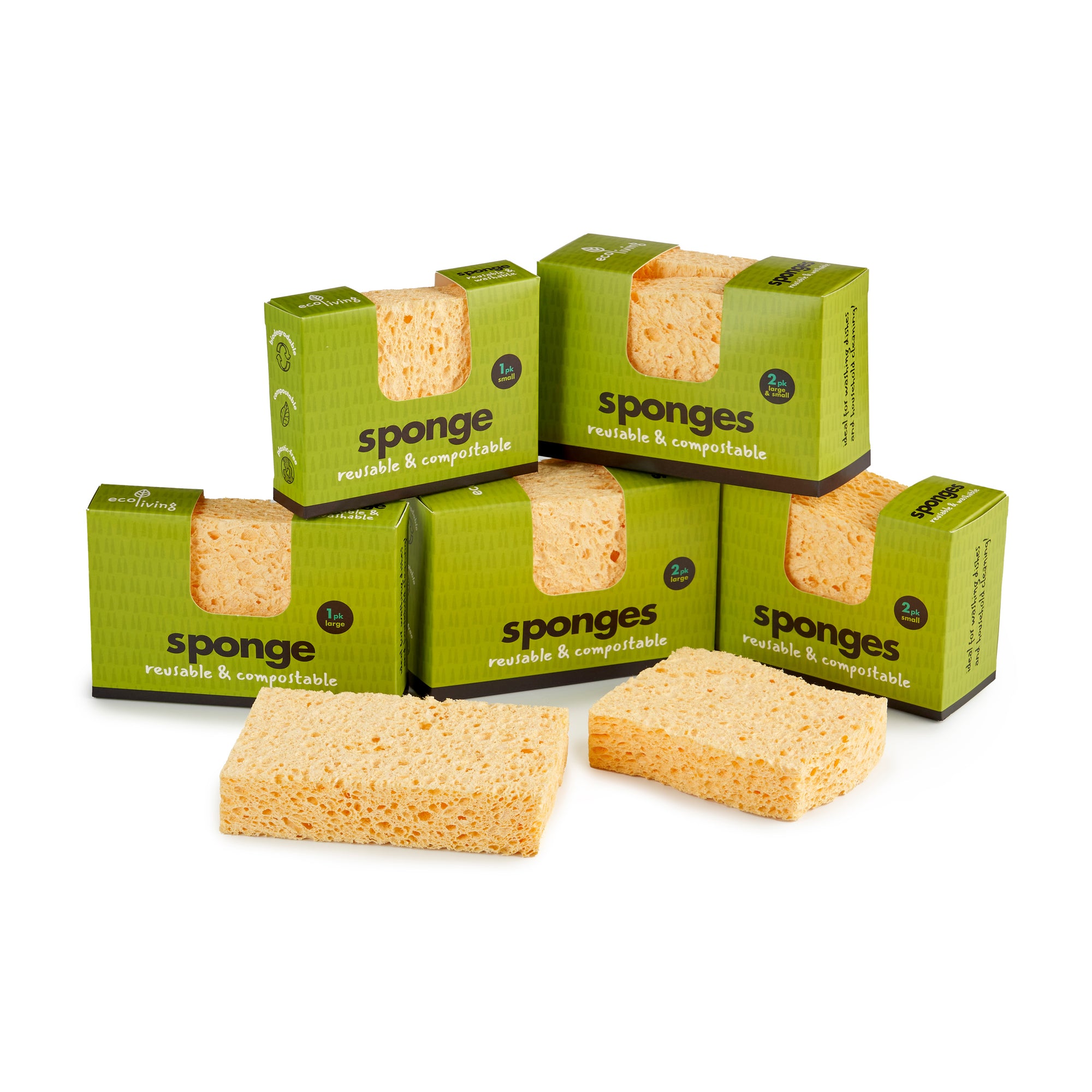 Compostable Cleaning Sponge - 1x Larger & 1x Smaller Wavy Sponge | Cleaning Sponge - The Naughty Shrew