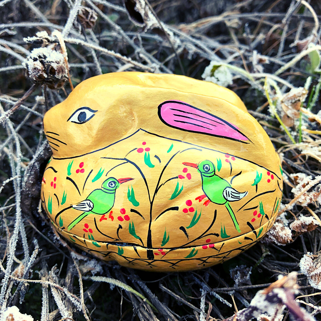 Easter Decoration - Opening Rabbit - Gold Birds