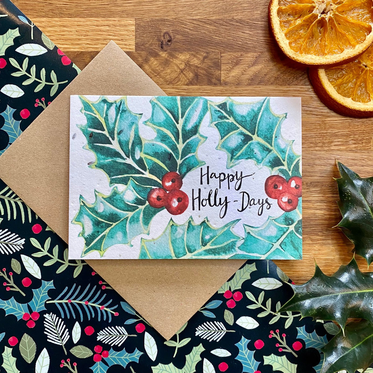 Happy Holly-Days - Plantable Wildflower Christmas Card | Greetings Card - The Naughty Shrew