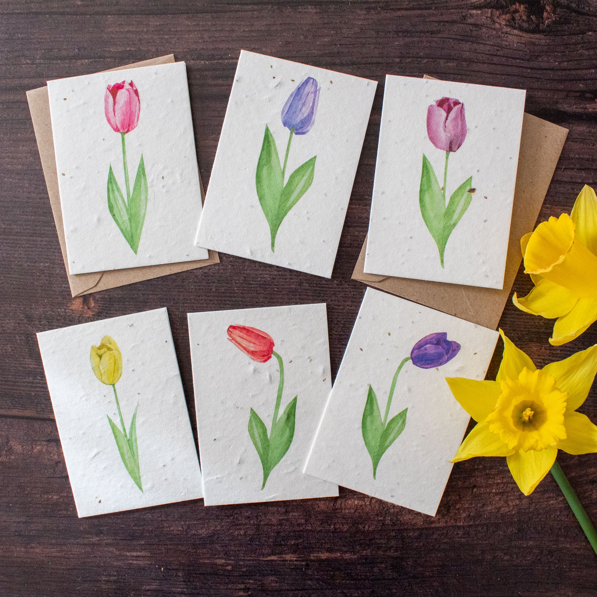 Mini Plantable Notelets - Tulips - Set of 6 | Notelet Set - The Naughty Shrew