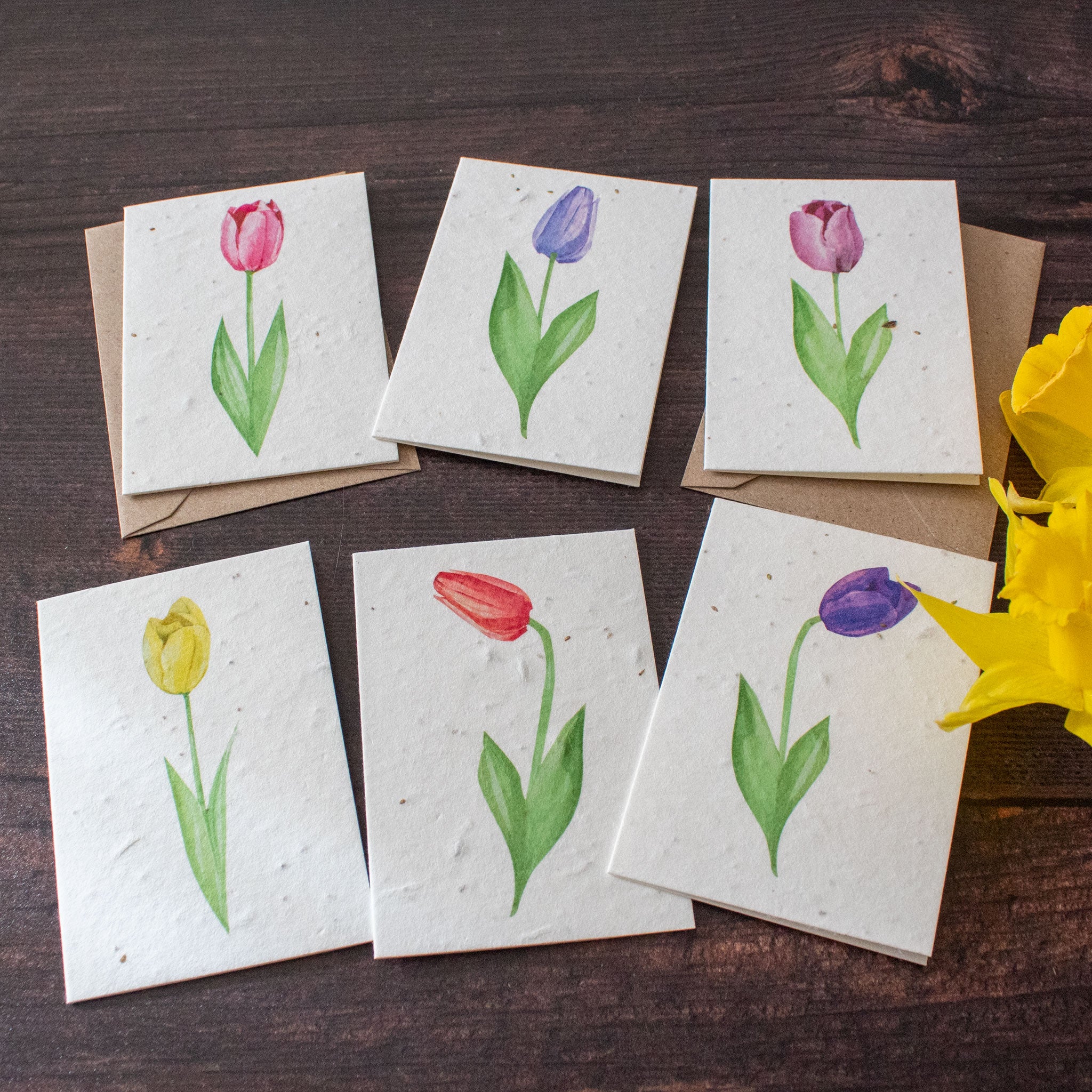 Handmade Notelets Mini Plantable Notelets - Tulips - Set of 6 - The Naughty Shrew