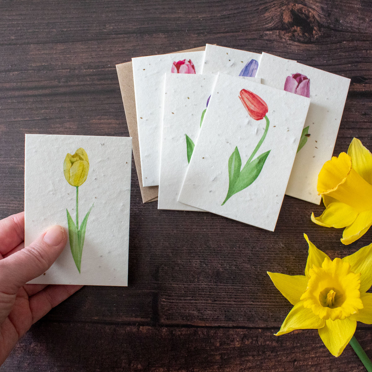 Mini Plantable Notelets - Tulips - Set of 6 | Notelet Set - The Naughty Shrew