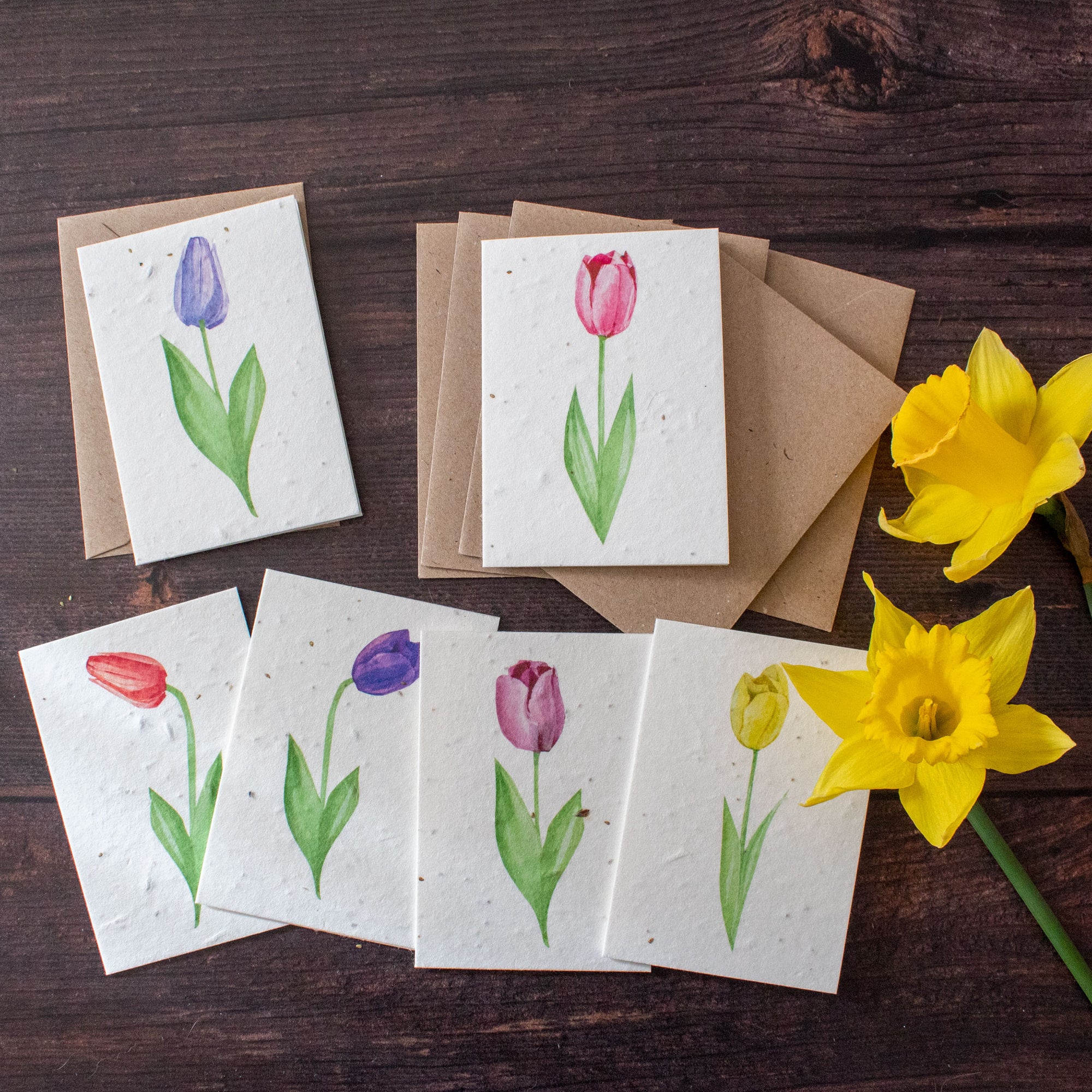 Mini Plantable Notelets - Tulips - Set of 6 | Notelet Set - The Naughty Shrew