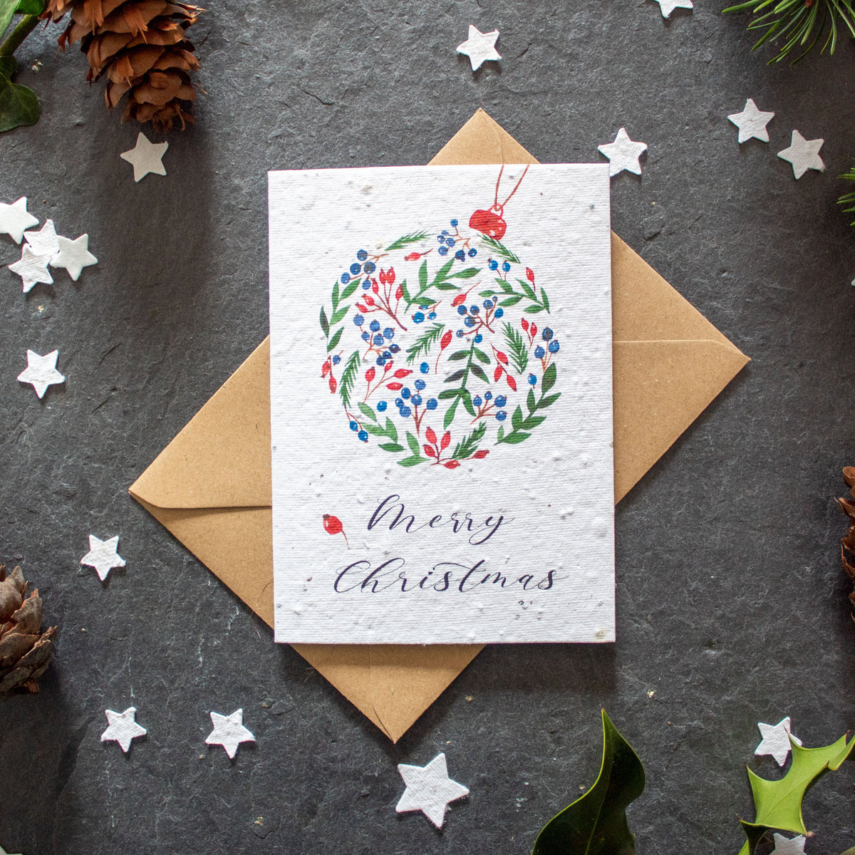 Plantable Christmas Card - Greenery Bauble | Greetings Card - The Naughty Shrew