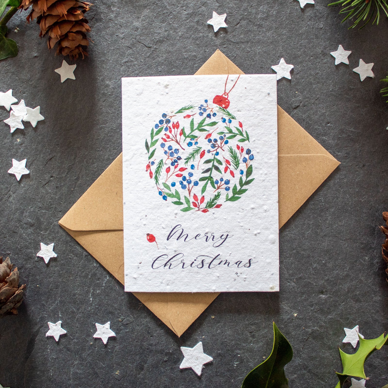 Plantable Christmas Card - Greenery Bauble | Greetings Card - The Naughty Shrew