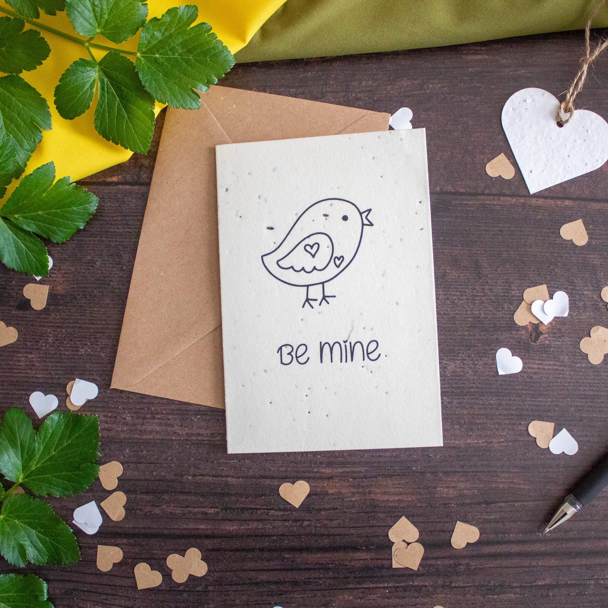 Plantable Valentine's Day Card - 'Be Mine' Doodle Bird | Greetings Card - The Naughty Shrew