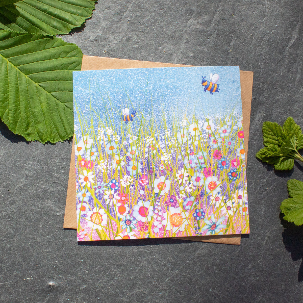 Greetings Card - Bees In The Meadow